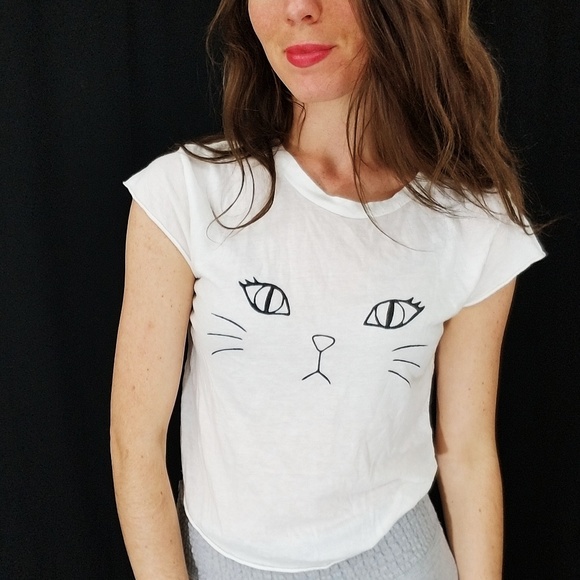 Brandy Melville Tops - John Galt / Brandy Melville cat crop top -C6